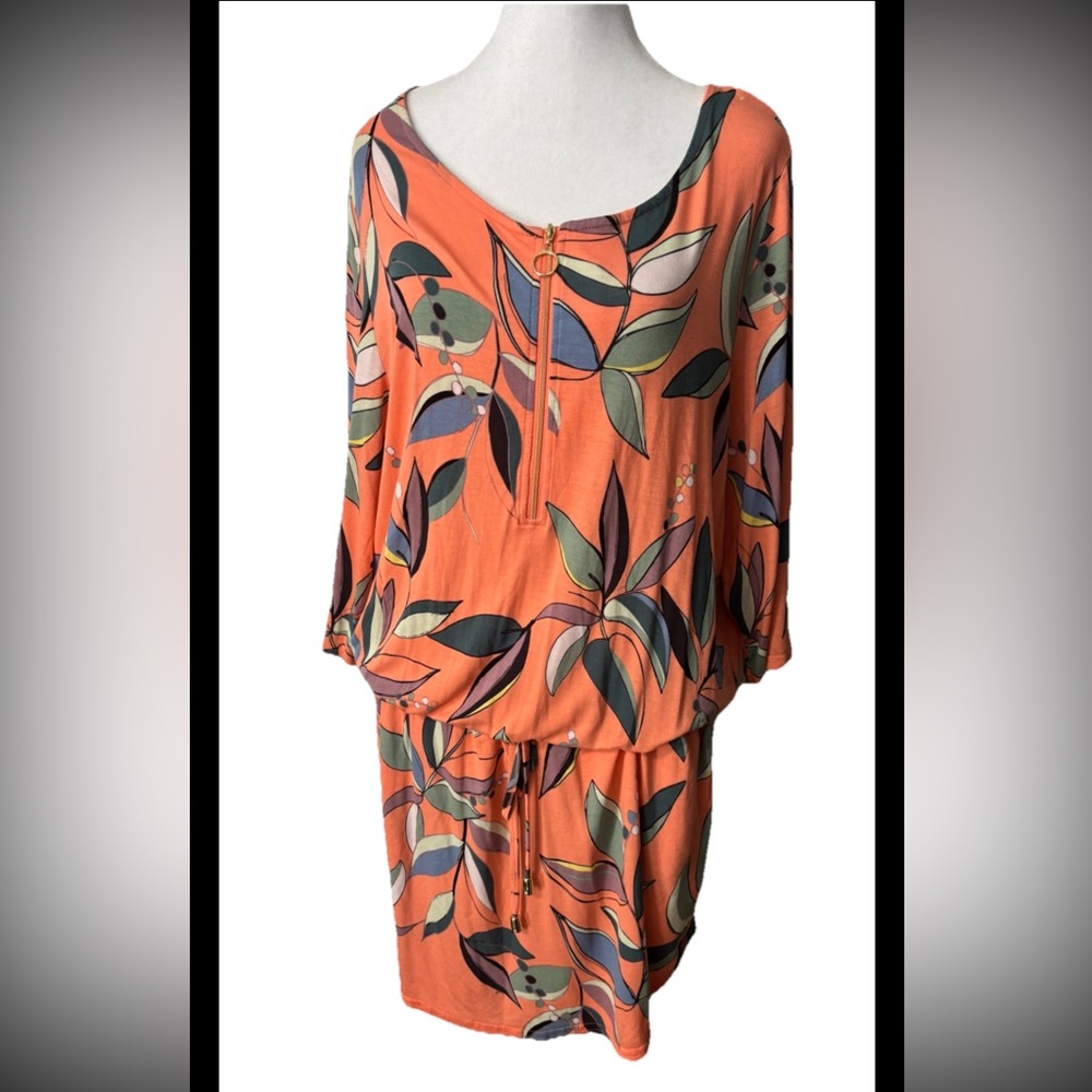 Lascana Venus Dress Size Large Floral Summer Beach Mini Dress Elastic Waist  EUC